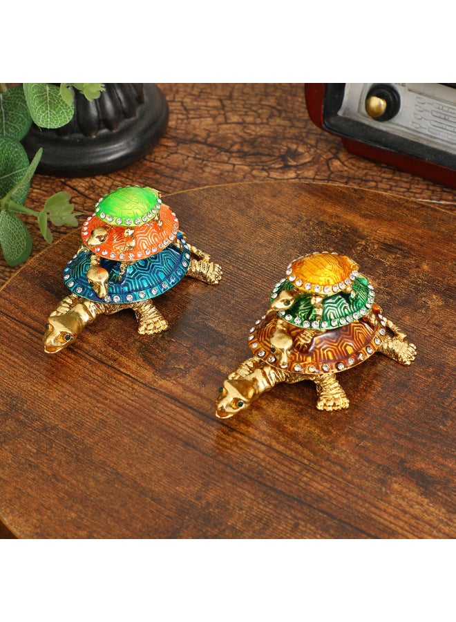 9*5*5cm | Creative Three-Layer Turtle Jewelry Box & Decor in Blue | Intricate Design, Multi-Compartment Interior, Unique Desktop Décor | Organized Storage for Rings, Necklaces, Earrings | Fun & Practical Gift for Women & Teens - Image 2