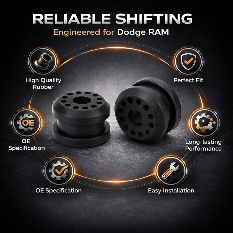مجموعة من 2 قطع من أغطية محامل روابط ناقل الحركة (Transfer Case Shifter Linkage Bushings)، بديل مصنوع من المطاط، مناسبة لطرازات 1500، 2500، 3500، 4X4؛ مادة متينة، سهلة التركيب، ومناسبة بشكل موثوق للطرازات من عام 2002 إلى 2018. - Image 3