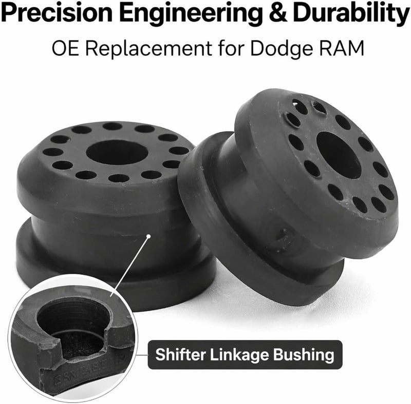 مجموعة من 2 قطع من أغطية محامل روابط ناقل الحركة (Transfer Case Shifter Linkage Bushings)، بديل مصنوع من المطاط، مناسبة لطرازات 1500، 2500، 3500، 4X4؛ مادة متينة، سهلة التركيب، ومناسبة بشكل موثوق للطرازات من عام 2002 إلى 2018. - Image 2