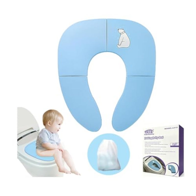 Foldable Potty Training Seat for,Portable Baby Toilet Seat with Non-Slip Base and Ergonomic Handles, Universal Fit for Round/Oval Toilets, Includes Carry Bag for Travel blue - Image 1