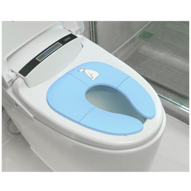 Foldable Potty Training Seat for,Portable Baby Toilet Seat with Non-Slip Base and Ergonomic Handles, Universal Fit for Round/Oval Toilets, Includes Carry Bag for Travel blue - Image 2