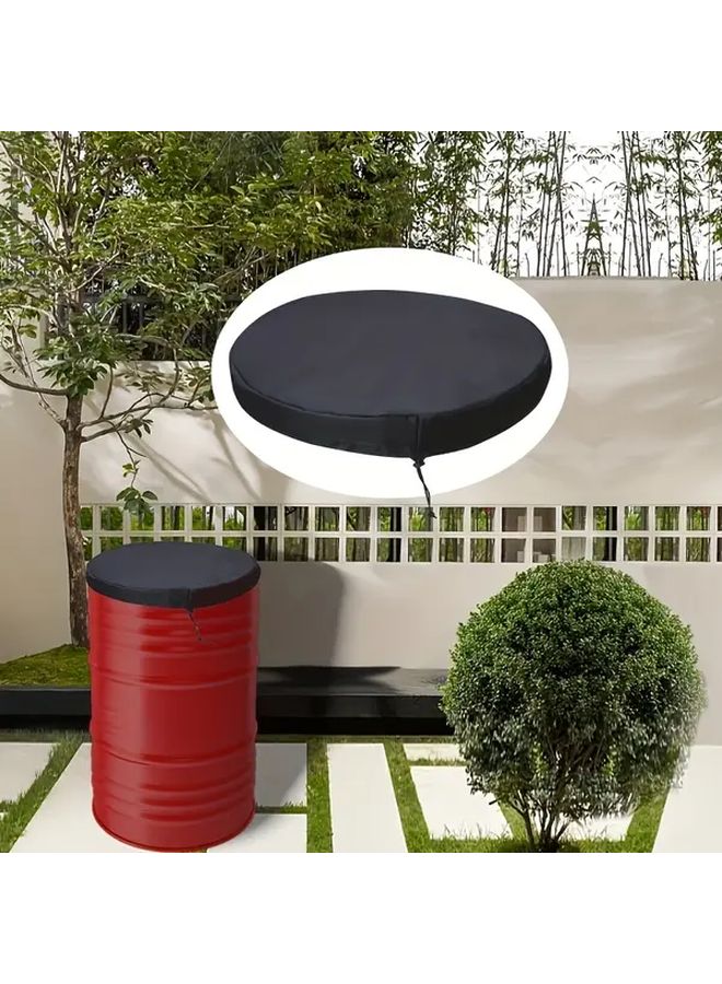 Heavy Duty Adjustable Black Oxford Fabric Lid For 55 Gallon Water And Trash Cans - Image 2