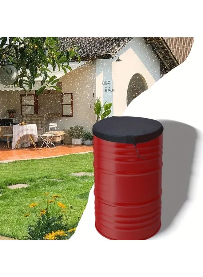 Heavy Duty Adjustable Black Oxford Fabric Lid For 55 Gallon Water And Trash Cans - Image 5