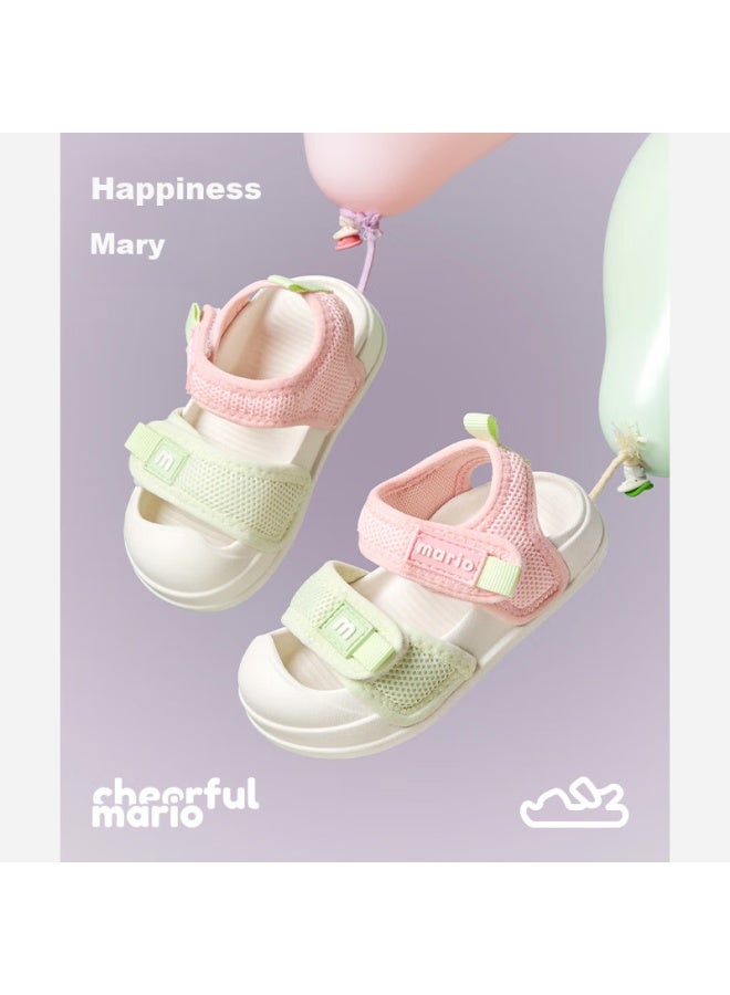 Cheerful Mario Girls' Sandals Summer New Children's Soft Bottom Baby Anti-slip Toddler Breathable Outdoor Closed Toe Beach Shoes