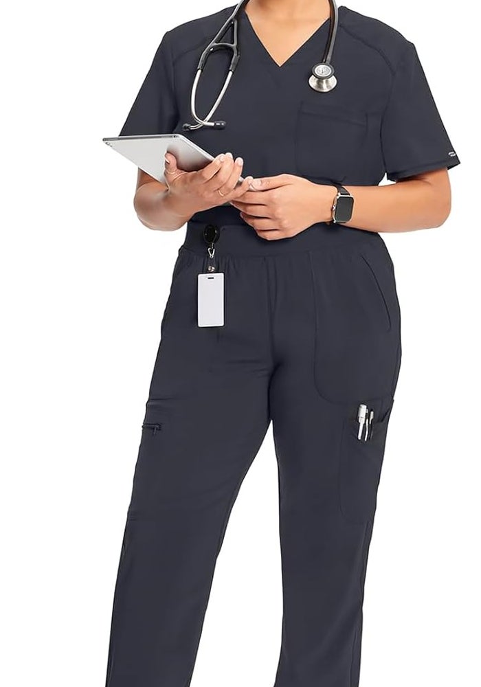 Infinity Cherokee Women's Mid Rise Tapered Leg Pull-on Scrub Pants - Pewter - Image 3