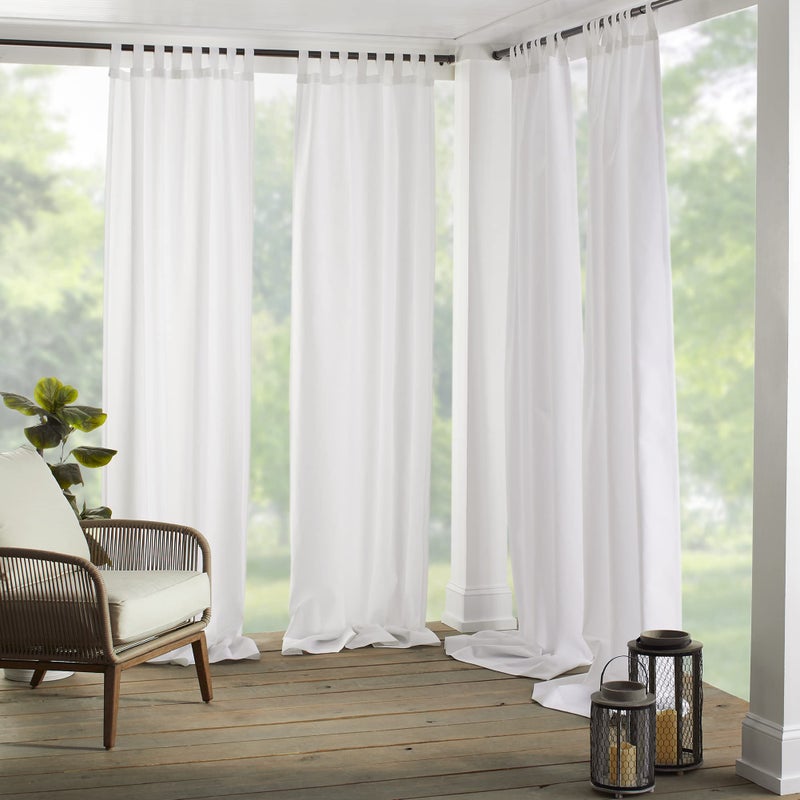 Elrene Home Fashions Matine Weatherproof TabTop IndoorOutdoor Solid Color Curtain Panel for Porch Pergola Patio Deck 52W x 84L White