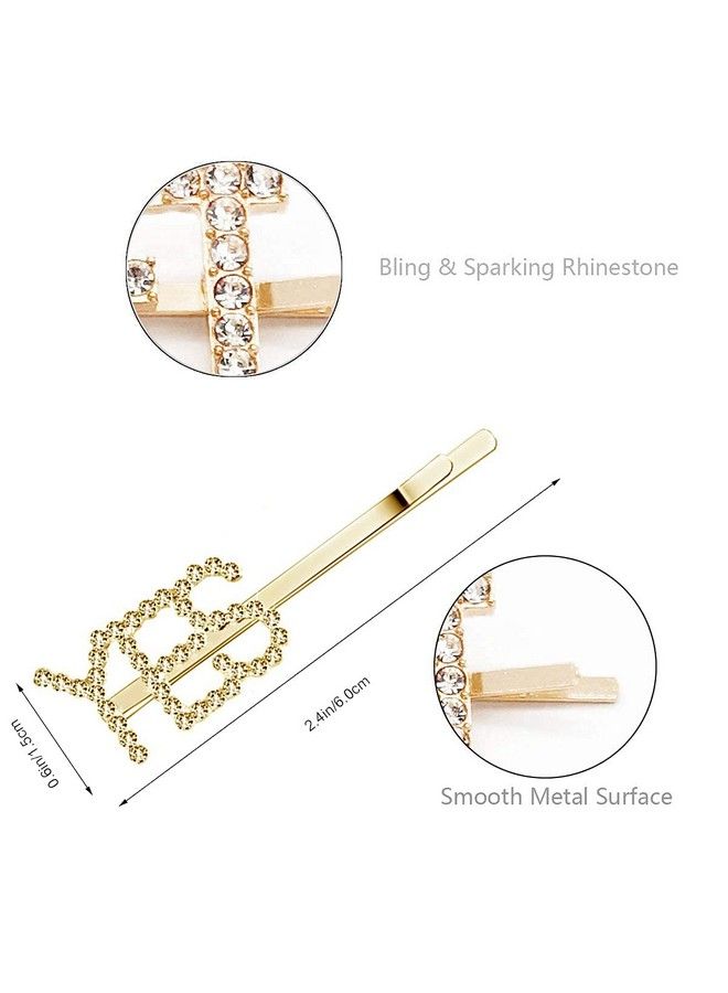 HP HIGH PROFILE Gorgeous Stylish Golden Rhinestone Letter Bobby Pin Word Crystal Hair Pin Metal Hair Clips Sparkly Hair For Women Ladies (Pack Of 4) - Image 4