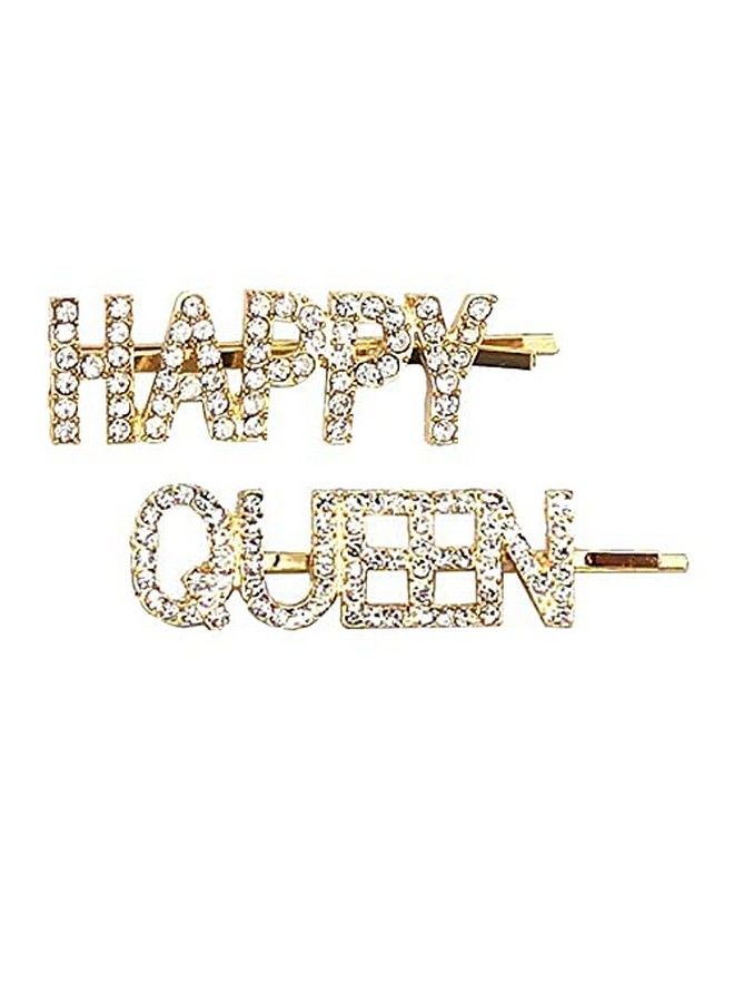 HP HIGH PROFILE Gorgeous Stylish Golden Rhinestone Letter Bobby Pin Word Crystal Hair Pin Metal Hair Clips Sparkly Hair For Women Ladies (Pack Of 4) - Image 5