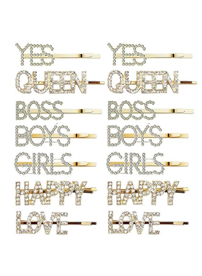 HP HIGH PROFILE Gorgeous Stylish Golden Rhinestone Letter Bobby Pin Word Crystal Hair Pin Metal Hair Clips Sparkly Hair For Women Ladies (Pack Of 4) - Image 3
