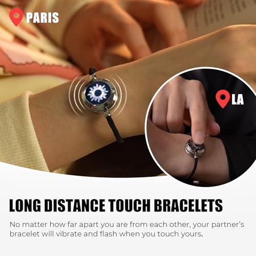 TOTWOO Single Touch Bracelets for Couples, Light up & Vibration for Love Couples | Long Distance Relationship Gifts for Girlfriend, Mother-Daughter, Sisters Bluetooth APP Set Up Pairing Jewelry - Image 2
