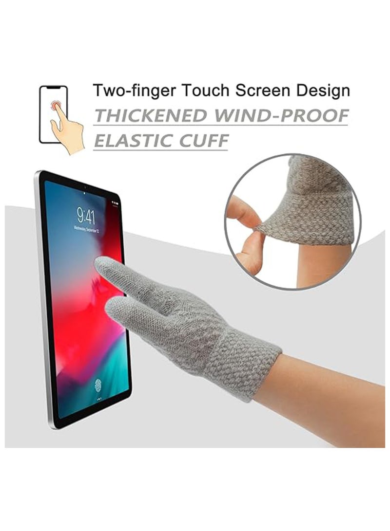 Excefore Kids Winter Beanie Hat Scarf and Touchscreen Gloves Set, Fleece Lining Beanie Hat Knit Gloves Neck Warmer for Children 2-8, Grey - Image 3