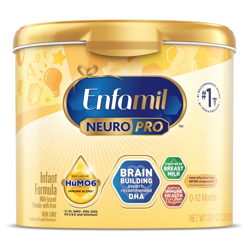 Enfamil NeuroPro Baby Formula, Triple Prebiotic Immune Blend with 2'FL HMO & Expert Recommended Omega-3 DHA, Inspired by Breast Milk, Non-GMO, Reusable Tub, 20.7 Oz (Packaging May Vary) - Image 1