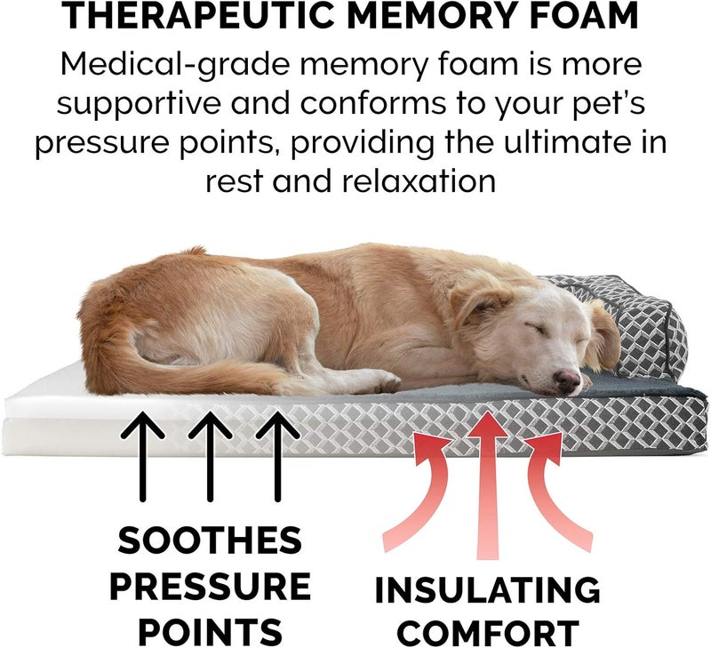 Furhaven Memory Foam Dog Bed for Medium/Small Dogs w/Removable Bolsters & Washable Cover, For Dogs Up to 35 lbs - Plush & Woven Decor Comfy Couch Sofa - Diamond Gray, Medium - Image 4