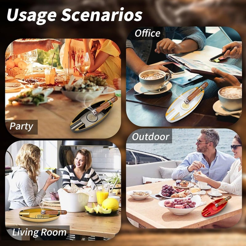 Portable Cigar Ashtray with 2 Cigar Holders - Unique Design for Indoor and Outdoor Use - Image 5