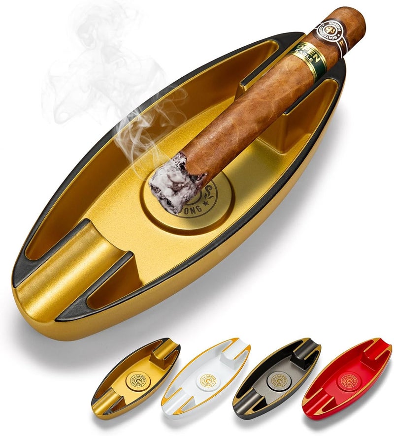 Portable Cigar Ashtray with 2 Cigar Holders - Unique Design for Indoor and Outdoor Use - Image 1