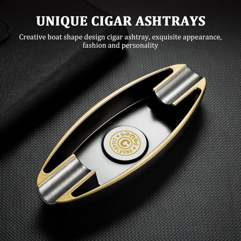 Portable Cigar Ashtray with 2 Cigar Holders - Unique Design for Indoor and Outdoor Use - Image 3
