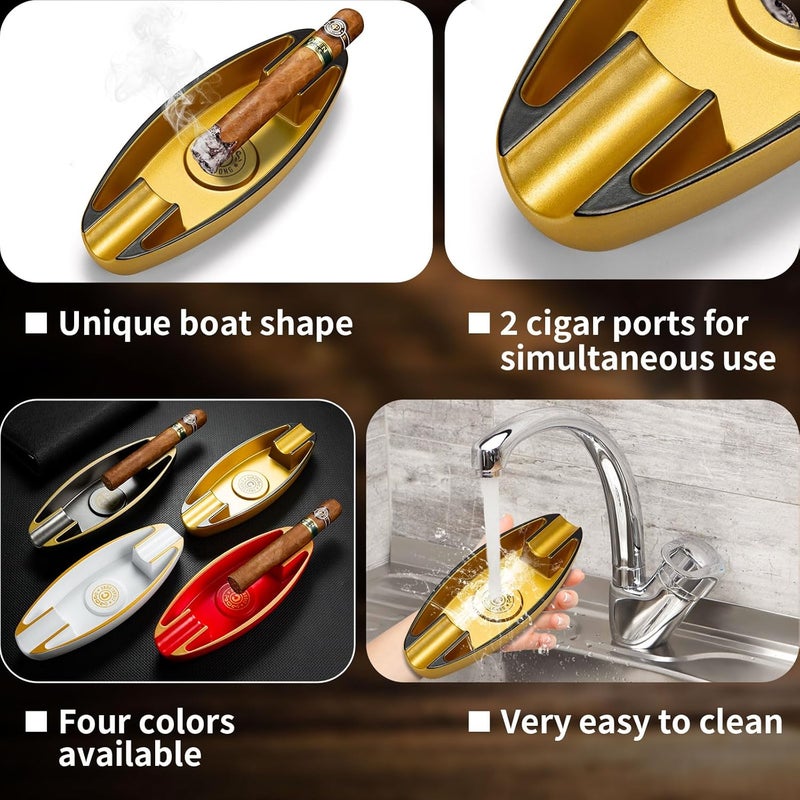 Portable Cigar Ashtray with 2 Cigar Holders - Unique Design for Indoor and Outdoor Use - Image 4