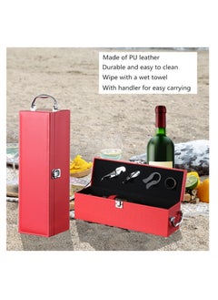 KASTWAVE Wine Leather Boxes for Wedding Anniversary Travel Restaurant Party Gifts for Wine Lovers Storage Box for Home Wine Collection With Wine Accessories Set(Red)  - Image 3