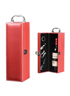KASTWAVE Wine Leather Boxes for Wedding Anniversary Travel Restaurant Party Gifts for Wine Lovers Storage Box for Home Wine Collection With Wine Accessories Set(Red)  - Image 1