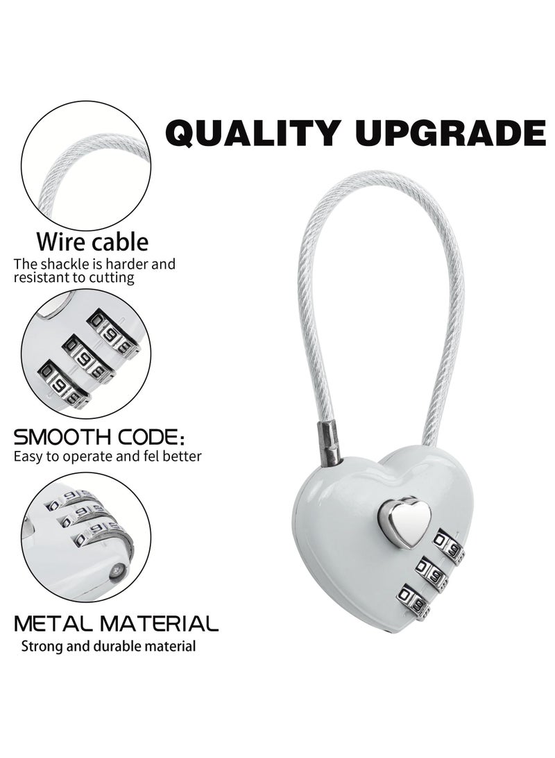 SANMUGEED 2 Pack Combination Lock, 3 Digit Heart Shaped Padlock for School Gym Locker, TSA Approved Cable Luggage Locks, Sports Locker Lock, Luggage,Fence,Backpack,Valentine Gift  - Image 5