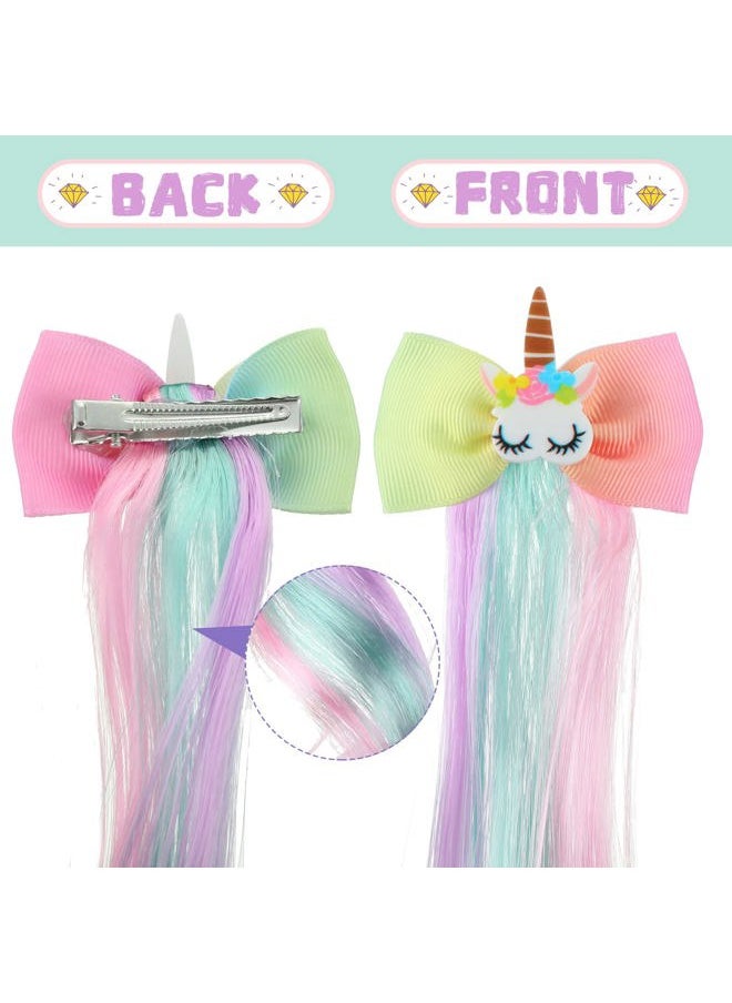 WILLBOND 6 Colors Unicorn Wig Hair Clips Bows for Braided Extension Colored Hair Bows Braided Curly Wig Extension for Princess Costume Dress up Accessory(Charming Style)  - Image 3