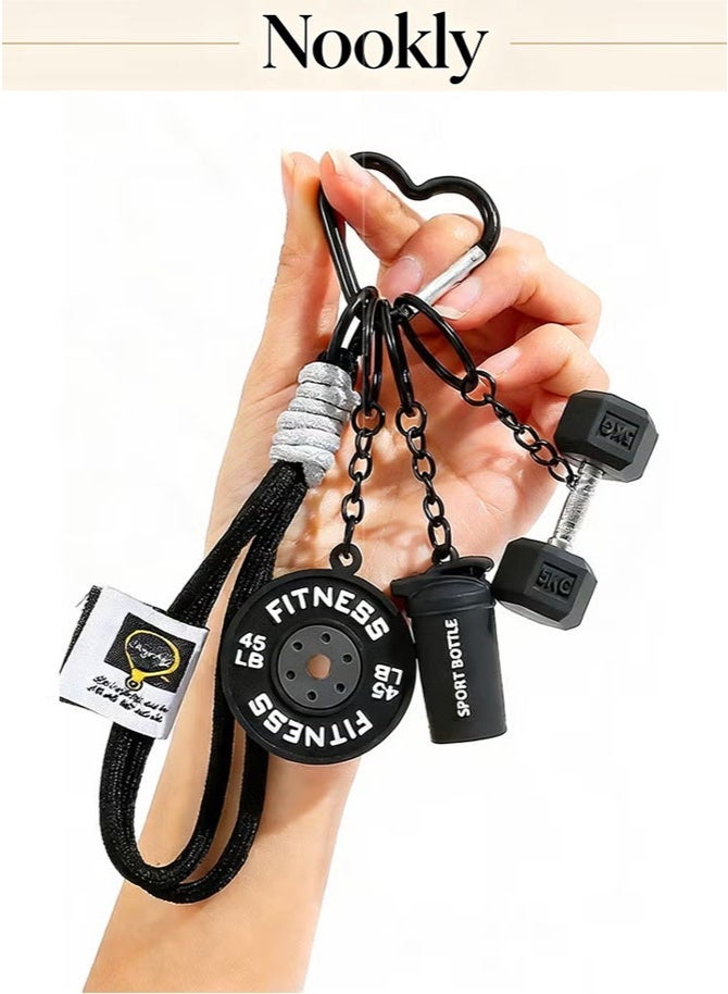 nookly 2Pcs Fitness Keychain Set, Dumbbell & 45LB Weight Plate Keyring, Gym Bag Accessory for Keys and Backpacks, Motivational Gift for Workout Lovers, Sports Enthusiasts and Personal Trainers - Image 1