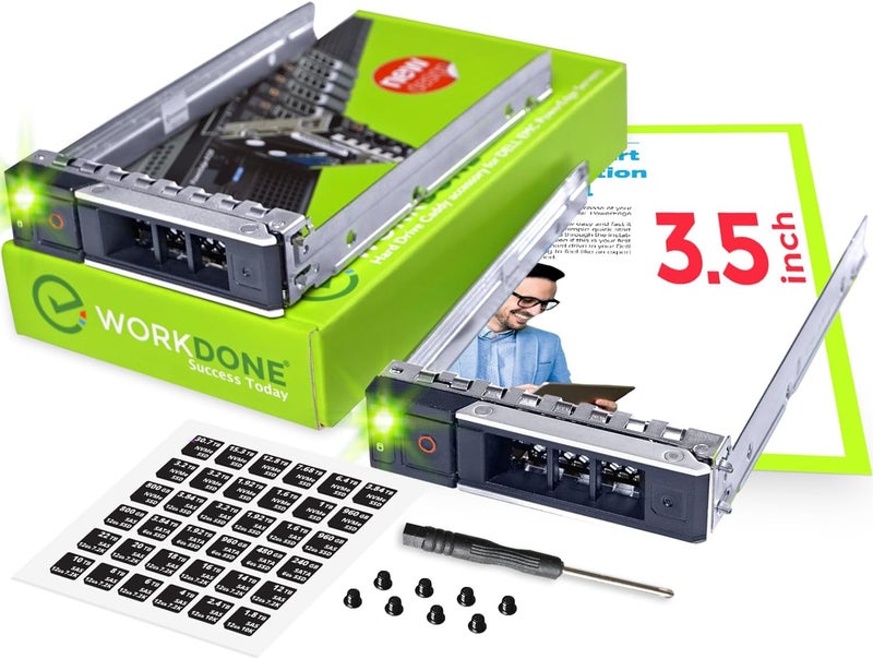 WORKDONE 2-Pack 3.5 inch Drive Caddy - Compatible for PowerEdge - 14th Gen R340 R440 R540 R640 R740 R740xd2 R6415 R7415 R7425 XC640-10 XC740xd-12 R650xs R750xs - Hot Swap Tray - with Setup Manual - Image 1