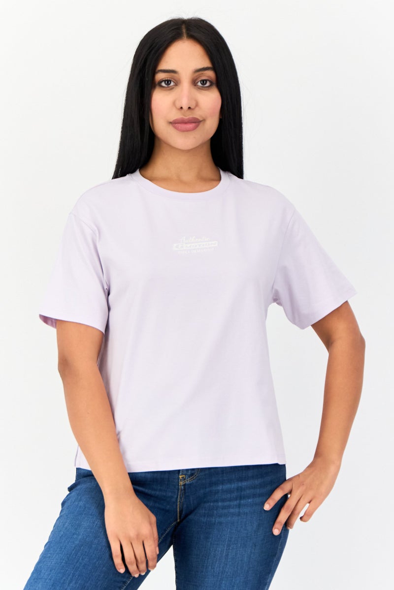 GIORDANO G-Motion Women Sportswear Fit Short Sleeves Outdoor T-Shirt, Light Purple - Image 1