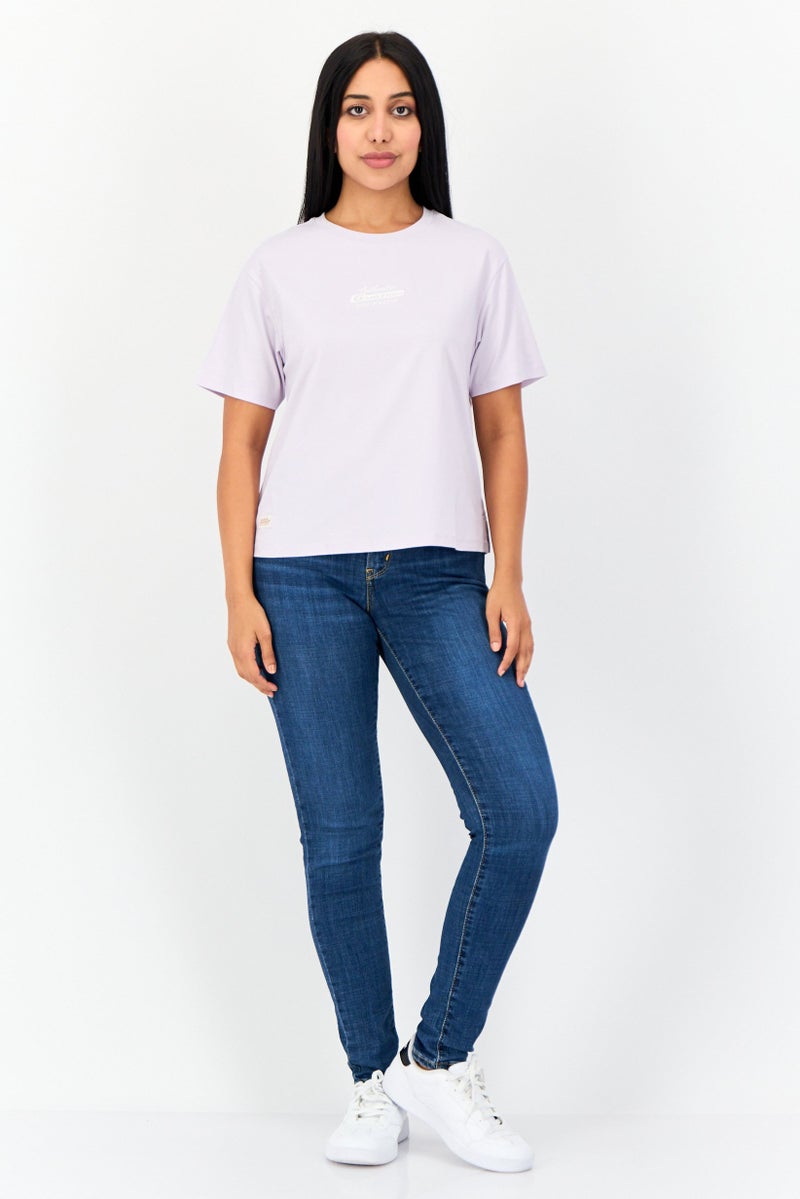 GIORDANO G-Motion Women Sportswear Fit Short Sleeves Outdoor T-Shirt, Light Purple - Image 4