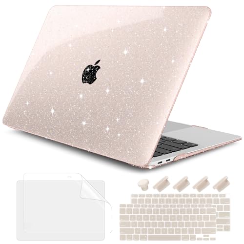 DONGKE for MacBook Air 13 inch Case 20212018 Release A2337 M1 A2179 A1932 Bling Plastic Hard Shell Case Keyboard Cover Only Compatible with MacBook Air 13 inch Retina Fits Touch ID Starlight - Image 1