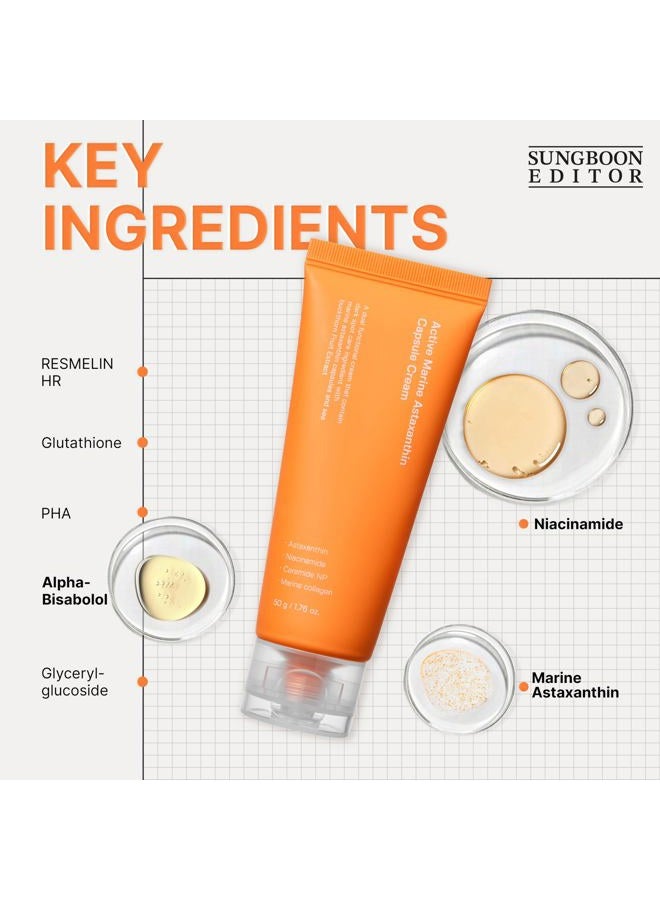 SUNGBOON EDITOR Active Marine Astaxanthin Capsule Cream 50ml | Facial Cream for Brightening | Deep Hydration, Soothing, Moisturizer - Image 4