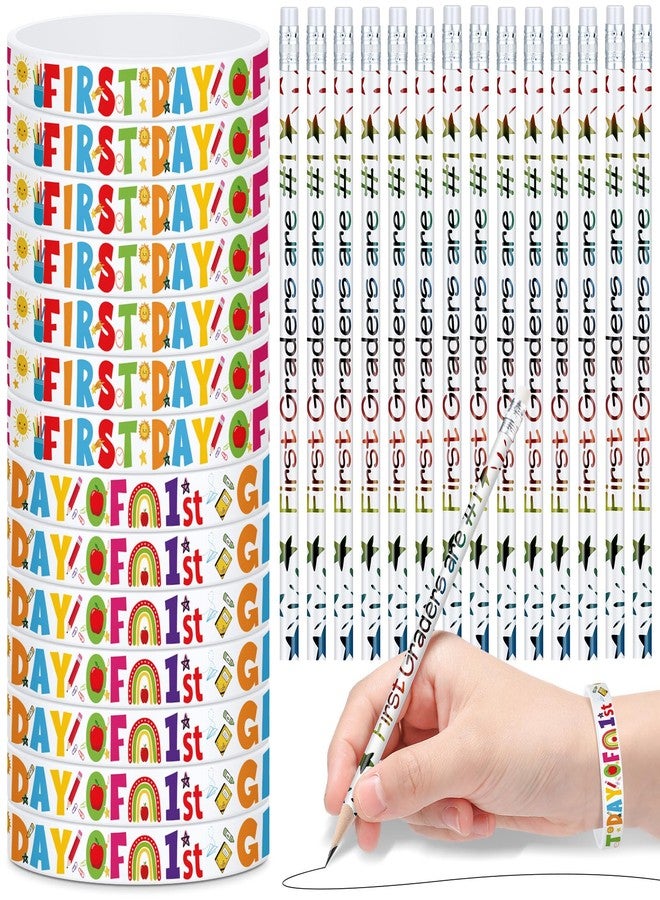 TaoBary 24 Sets 1st Graders Pencils and Silicone Bracelets Set Motivational Pencils Back to School Supplies for Kids Student Teacher Classroom Reward - Image 1