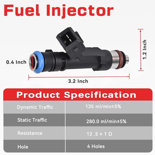 RLP Fuel Injectors Set of 4 Compatible with Chevy 20112015 Cruze 2016 Cruze Limeited 20122016 2018 Sonic 20132016 Trax Buick 20132019 Encore 14L Replace 0280158205 FJ1150 4 Holes - Image 3
