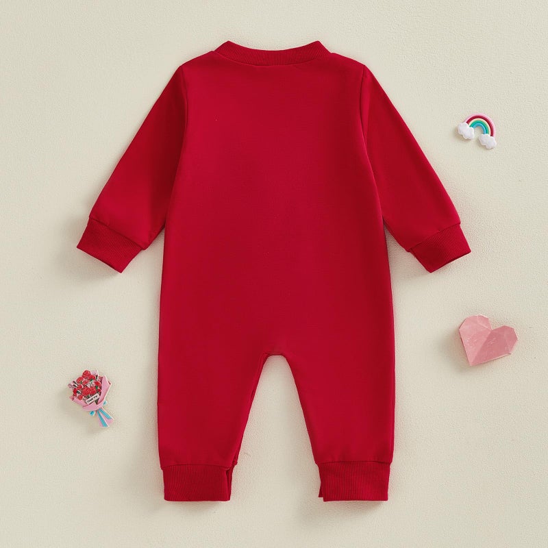 Mieeyali Baby Boy Valentines Day Outfit Little Love Heart Romper Long Sleeve Jumpsuit Newborn Clothes (Red Heart, 3-6 Months) - Image 5