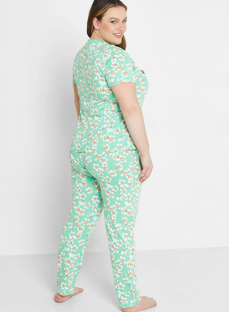 Ginger Plus All Over Printed Pyjama Set