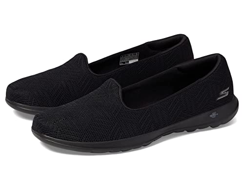 SKECHERS أحذية سكيشرز النسائية GO Walk Lite - سويت جال سليب أون شبشب شبكي، أسود/أسود، 8 - Image 1
