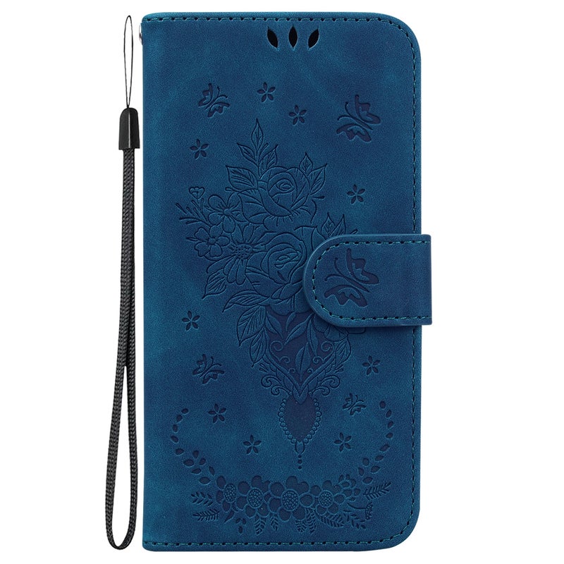 HuHa Protective Cover For Xiaomi Redmi Note 13 Pro 4G Butterfly Rose Embossed Leather Phone Case(Blue) - Image 3