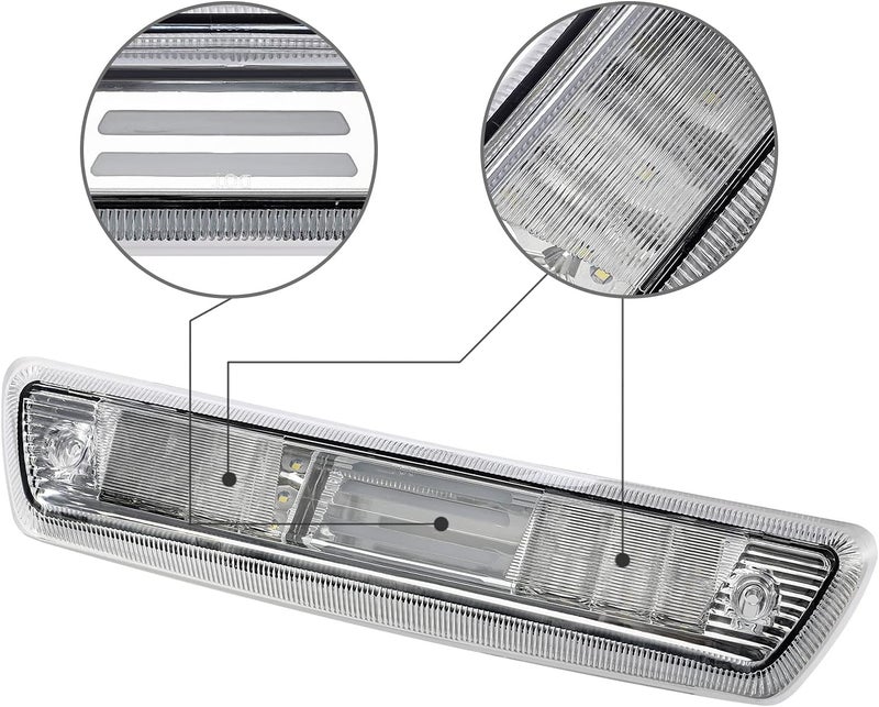 Partsam Led 3rd Brake Light Replacement for Ford F150 09-14 2009 2010 2011 2012 2013 2014 LED Third Brake Light Clear Rear Cab Roof High Center Mount Brake Stop Tail Cargo Light Lamp(Chrome Housing) - Image 4