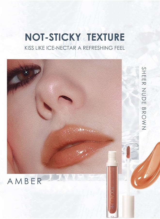Plump Lip Gloss Long Lasting Color Lock FA-153 #9, No Stickiness Pearlescent Liquid Lip Gloss 3G