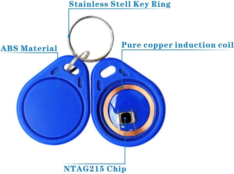 Timeskey NFC علامات Ntag215 NFC Keytags ملونة NFC fob قابلة لإعادة الكتابة NFC 215 Tag NFC بطاقة عمل قابلة للبرمجة NFC Tag ذاكرة 504 بايت، متوافقة مع Android و iPhone (7 قطع) - Image 3
