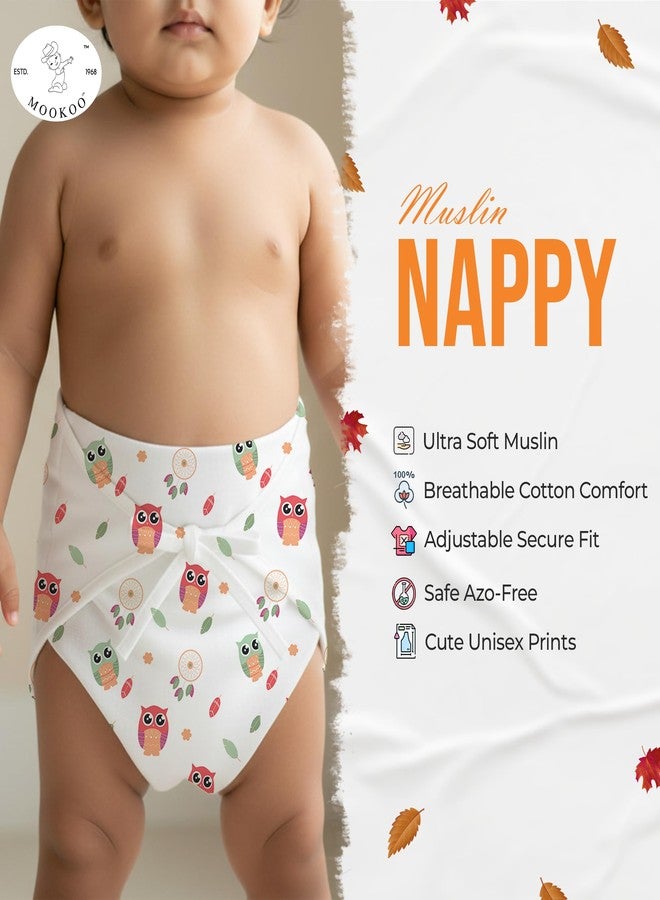 Mookoo Cotton Langots for New Born 0-3 Months | Soft Muslin Baby Nappy | Comfortable Washable Diaper Wrap | 6-Pack | Bat, Pumpkin & Owl Prints - Image 5