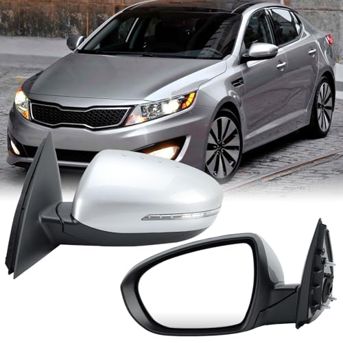 MOFOAP Driver Mirror Compatible with 2014 2015 Kia Optima Mirrors with Heated,Turn Signal Light,Power Glass,Manual Folding,Silvery (6 Pins) - Image 1