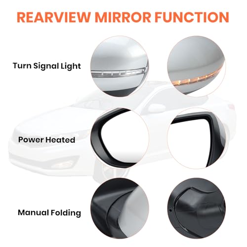 MOFOAP Driver Mirror Compatible with 2014 2015 Kia Optima Mirrors with Heated,Turn Signal Light,Power Glass,Manual Folding,Silvery (6 Pins) - Image 4