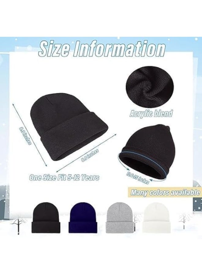 ChicAbode 4 Pack Kids Beanie Hats, Winter Toddler Beanies, Stretchy Acrylic Kid's Knit Cuffed Beanie, Warm Skull Cap, Cold Weather Beanie Hats, Kid's Cuffed Cap, Beanies for Boys Girls - Image 2