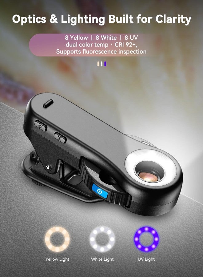 MIAO LAB Phone Microscope, 40x/80x/120x 3-in-1 Switchable Magnification Portable Microscope with LED UV Light CPL Lens for iPhone & Android Phone Zoom Lens Attachment for Plants/Coins/Jewelry - Image 4