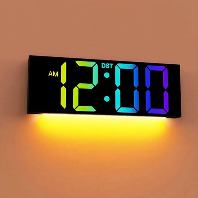 Jall 12'' Large Digital Wall Clock, Big LED Number Dispaly, RGB Colors, DST, Night Light for Classroom Living Room Bedroom Mounted Birthday Xmas Gift for Senior, Mem Womem (Black, 12 inches) - Image 4