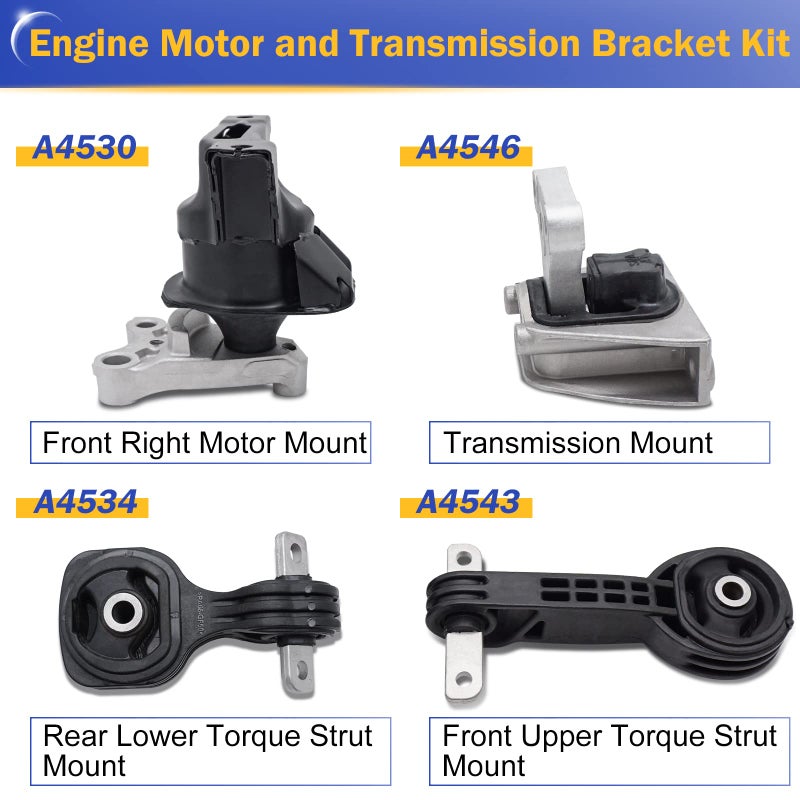 X4XZ Engine Mount Transmission Mount for 2006 2007 2008 2009 2010 2011 Honda Civic 1.8L A4530 A4534 A4543 A4546 Set of 4 - Image 3