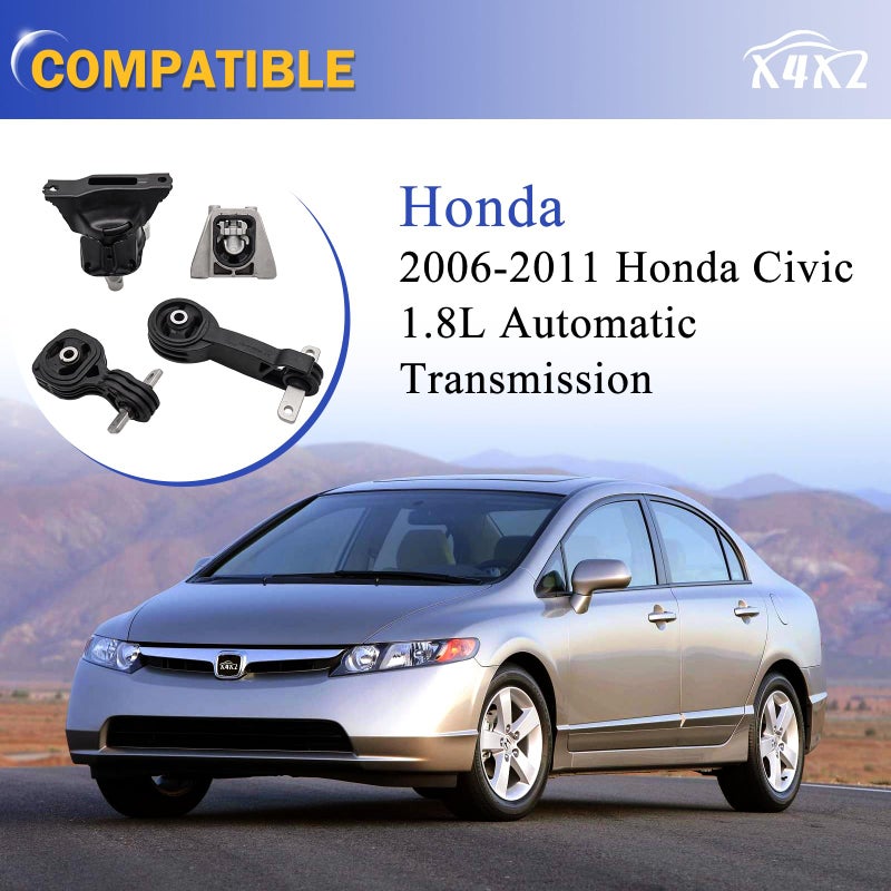 X4XZ Engine Mount Transmission Mount for 2006 2007 2008 2009 2010 2011 Honda Civic 1.8L A4530 A4534 A4543 A4546 Set of 4 - Image 2