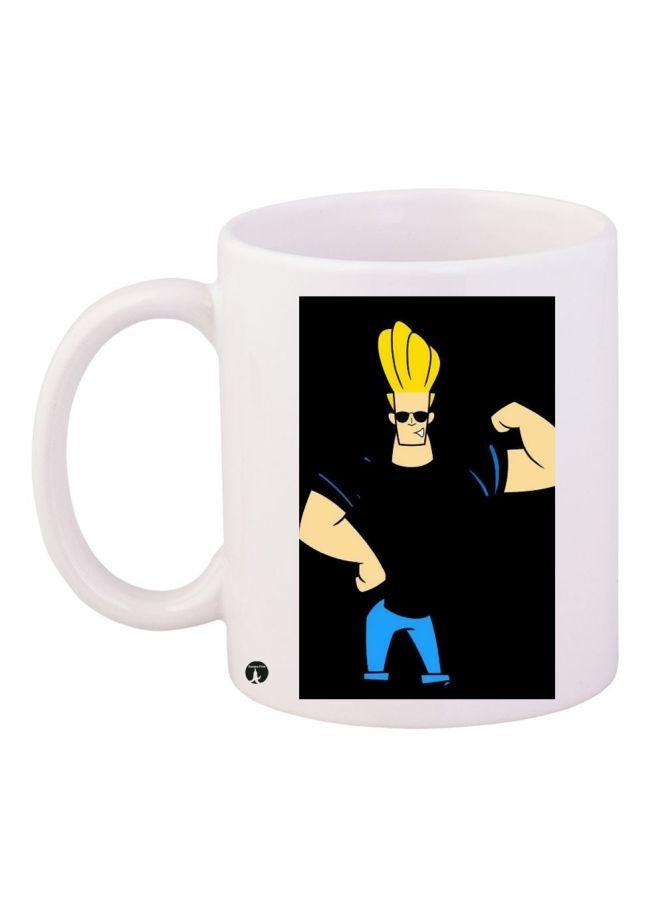 RYN Johnny Bravo Printed Coffee Mug White/Black/Yellow 11ounce