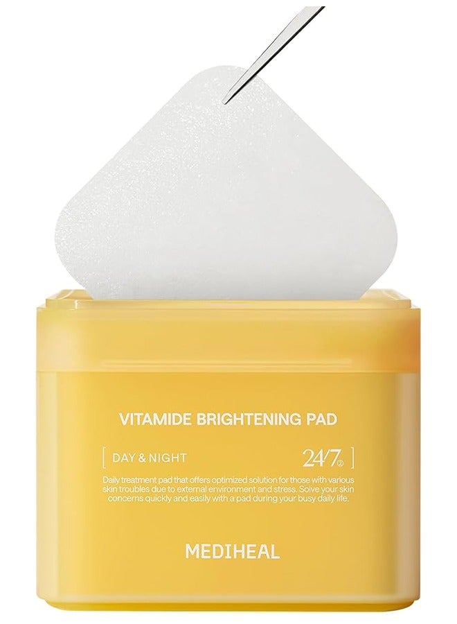 MEDIHEAL Vitamide Brightening Pad, Contains Nicotinamide, Square Cotton Facial Toner Pads, Radiance Boosting Pads for Clear, Anti-Defect Facial Pads - 100 Pads - Image 1